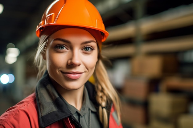 Una mujer con un casco que dice "w" en él.