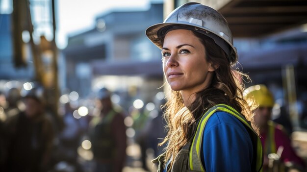 una mujer con un casco