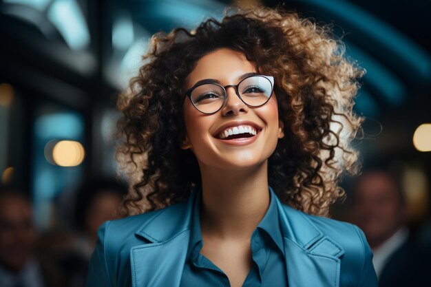 Foto mujer celebrando un logro personal con una expresión triunfante ia generativa