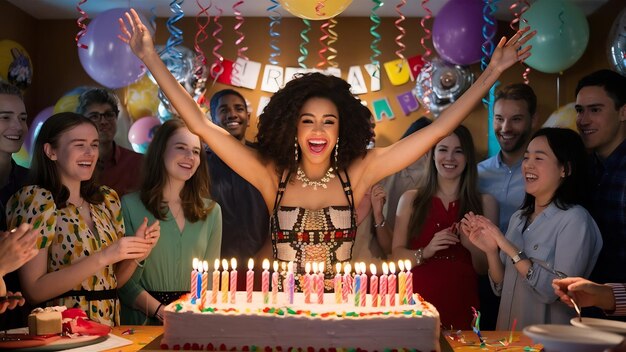 Mujer celebrando su decimonoveno cumpleaños