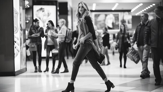 Foto mujer en el centro comercial