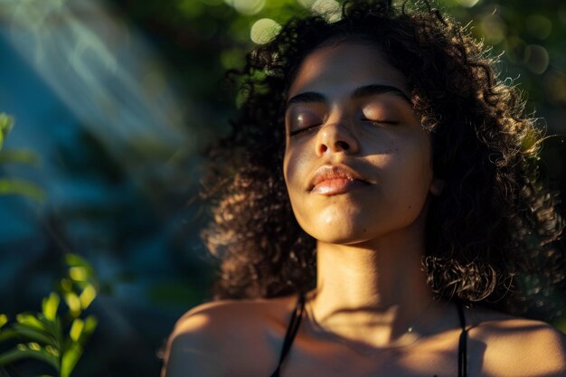 Mujer cerrando los ojos