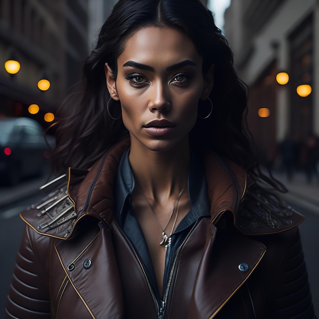 Chaqueta de piel marron mujer online