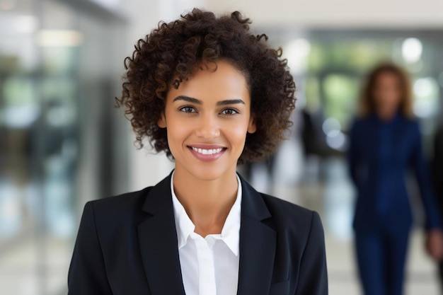 una mujer con una chaqueta negra con una camisa blanca y un blazer negro