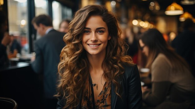 mujer en la ciudad nocturna persona en la ciudad noturna mujer en el bar