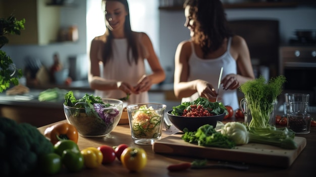 Foto la mujer cocina en la cocina.