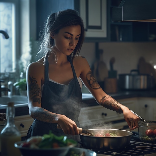 Mujer en la cocina IA generativa