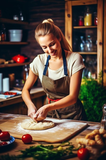 mujer cocinando alimentos saludables equilibrados carbohidratos granos enteros dieta cocinando comida en casa mujer