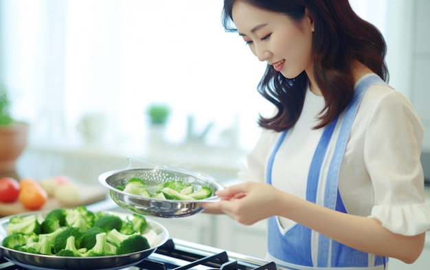 Mujer cocinando en una cocina