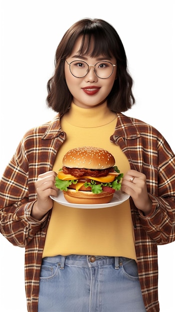 Foto una mujer comiendo comida