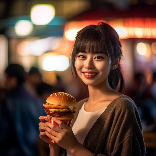 una mujer comiendo comida