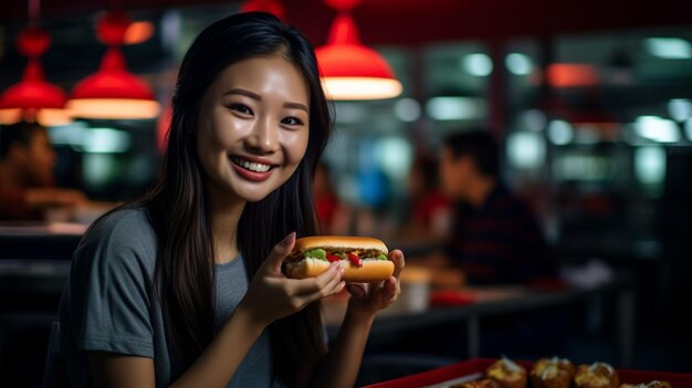 una mujer comiendo comida