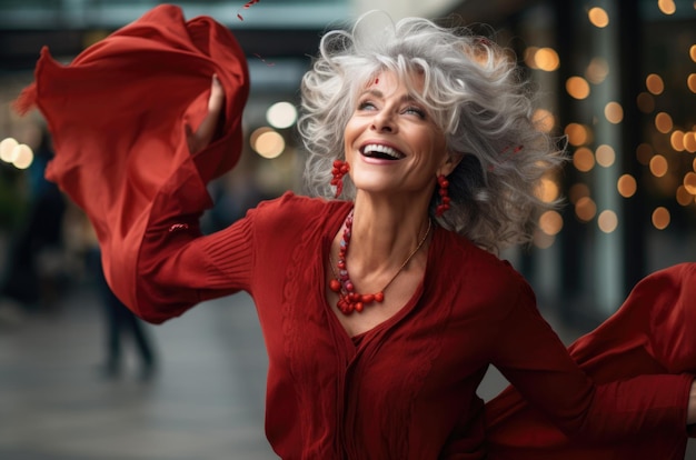 Foto mujer en un concepto de centro comercial