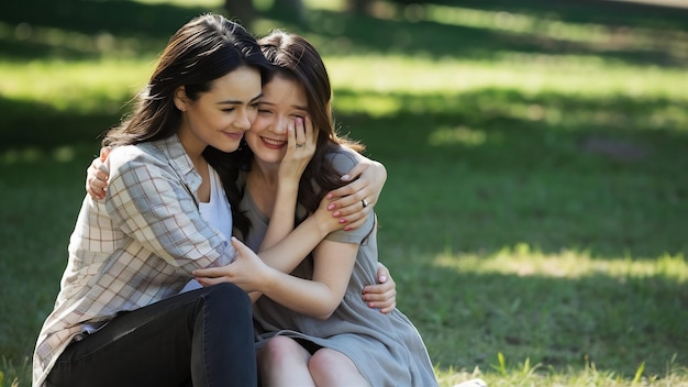 Mujer consolando y apoyando a su amiga