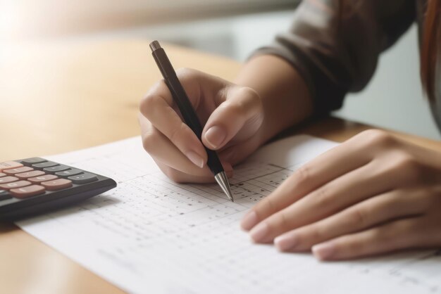 Mujer contable que prepara un informe financiero Generar ai