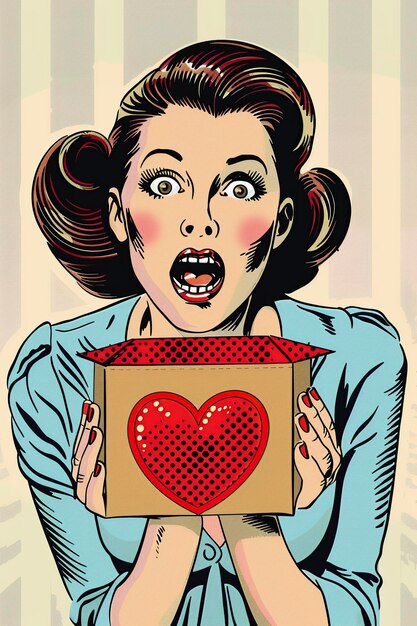 Mujer con el corazón BoxArt Pop