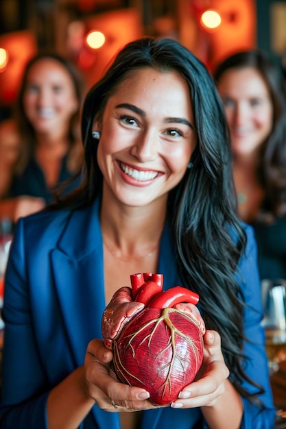 Foto una mujer con un corazón humano en la mano que representa la codicia la ambición la infidelidad