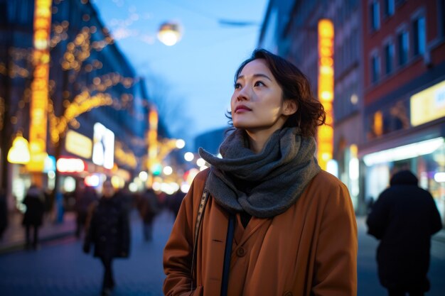 Mujer coreana en una escena diaria de la calle.