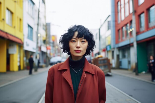 Mujer coreana en una escena diaria de la calle.