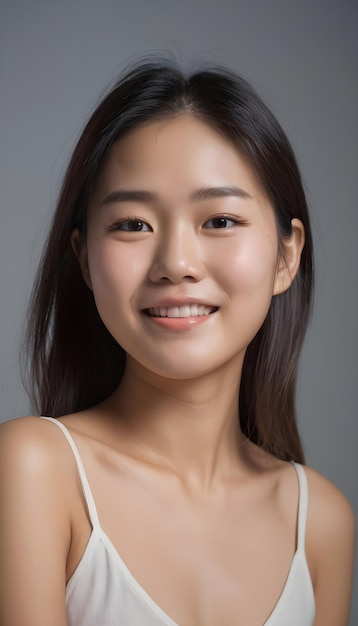 una mujer coreana con una sonrisa que dice " sonrisa "