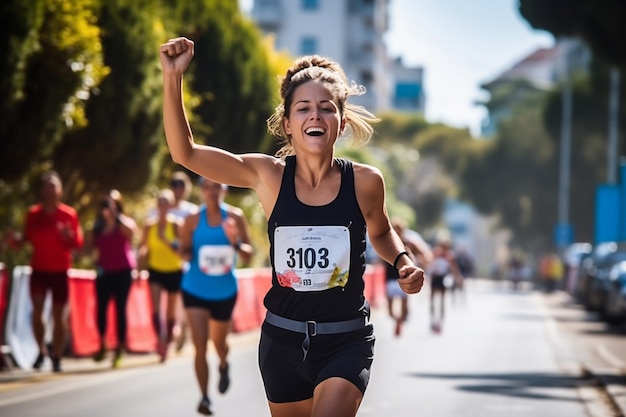 Foto una mujer corriendo en una carrera