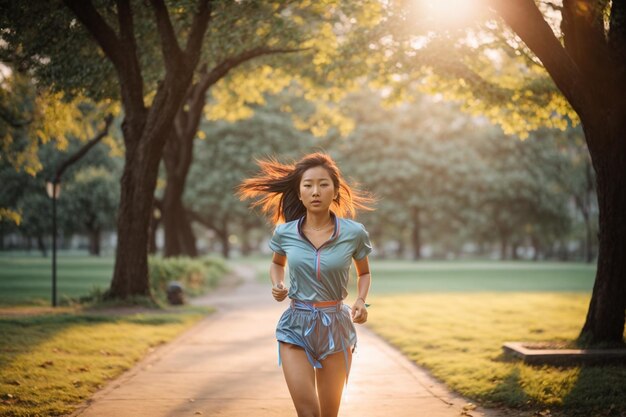 mujer corriendo por la mañana