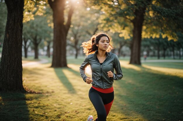 mujer corriendo por la mañana