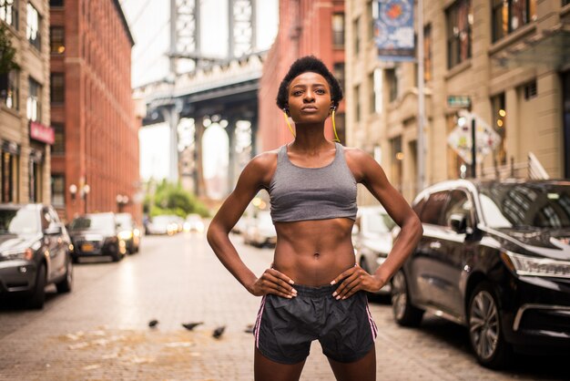 Mujer corriendo en Nueva York