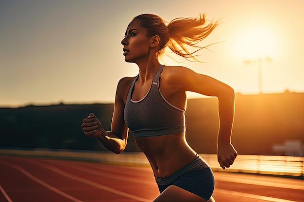 Mujer corriendo en pista