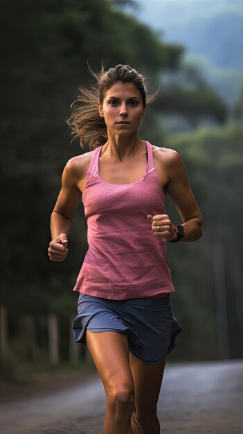 Mujer corriendo en el sendero corredora