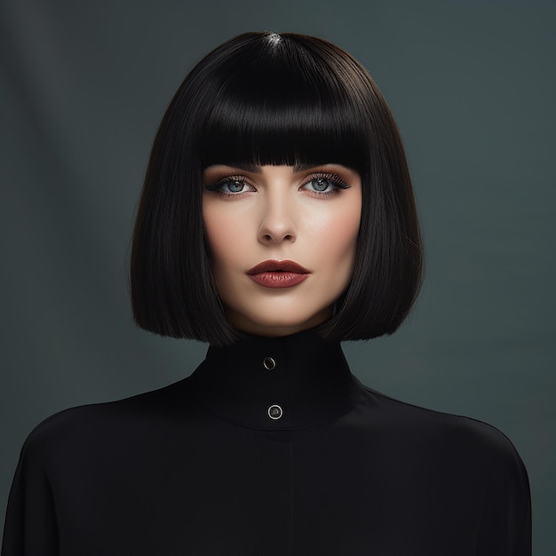 una mujer con un corte de cabello corto y cabello negro