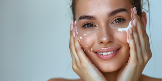 Mujer con crema en la cara