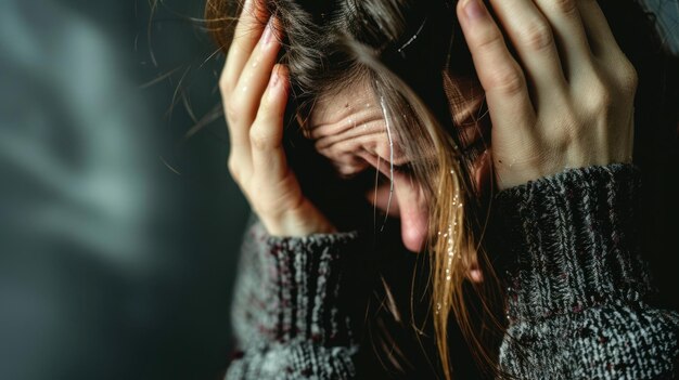 Foto mujer cubriendo el rostro con las manos