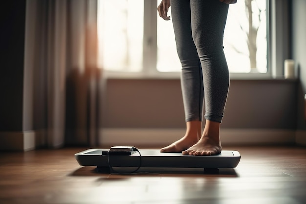 Foto una mujer delgada en una escala generada por ai