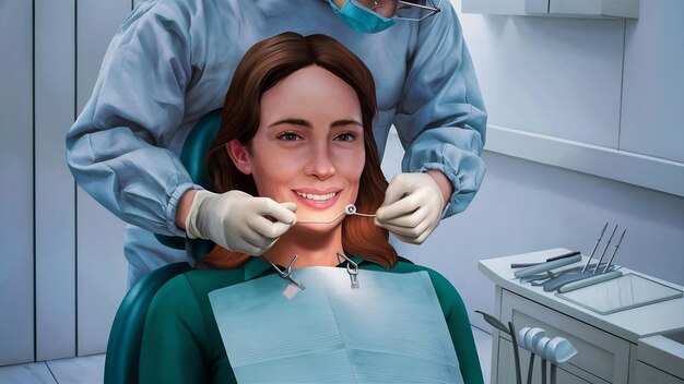 Mujer en el dentista