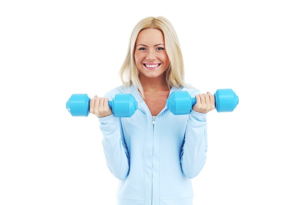 Mujer deporte aislada en blanco