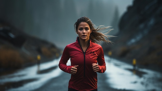 Mujer deportiva corriendo por la calle