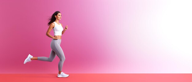 Foto mujer deportiva feliz haciendo ejercicio en el fondo del espacio de copia