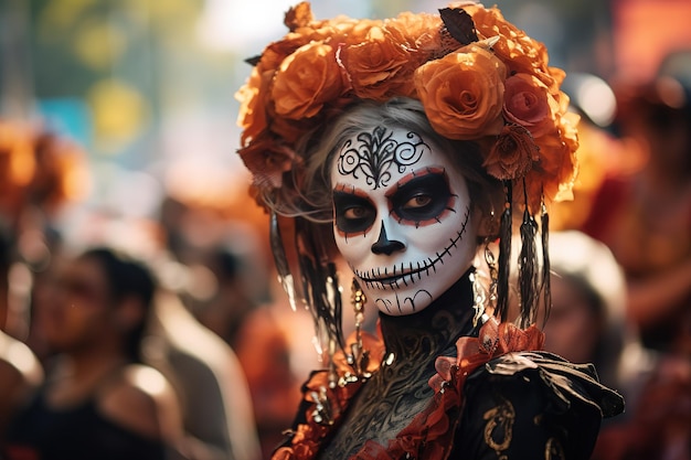 Foto mujer en el día de muertos