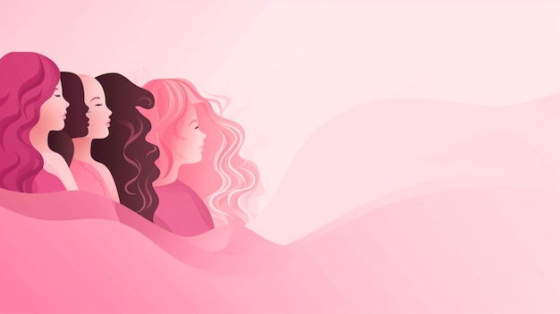 Foto mujer de dibujos animados con cabello largo en fondo rosa
