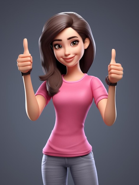 Foto una mujer de dibujos animados con una camisa rosa que dice 