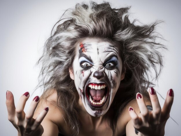 Mujer disfrazada de Halloween con una pose juguetona