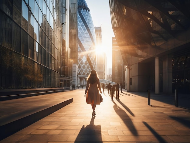 Foto mujer disfruta de un tranquilo paseo por el corazón de la ciudad