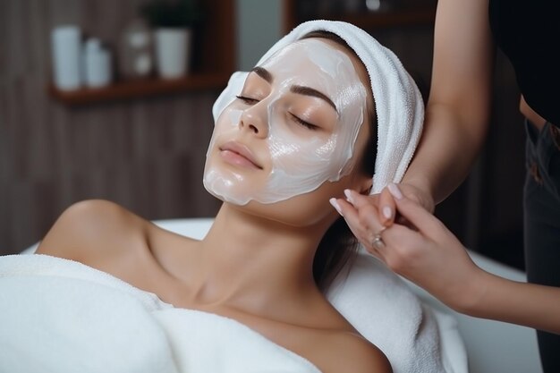 Una mujer disfruta de un tratamiento de belleza en el spa