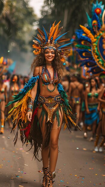 Mujer disfrutando de la fiesta callejera del Carnaval