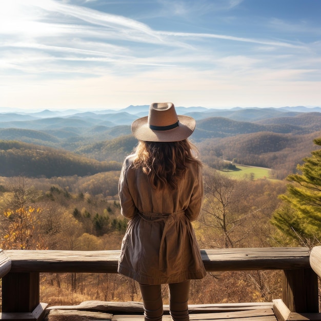 Mujer disfrutando de la vista en el panorámico