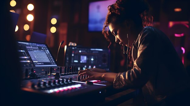 Mujer dj en la fiesta