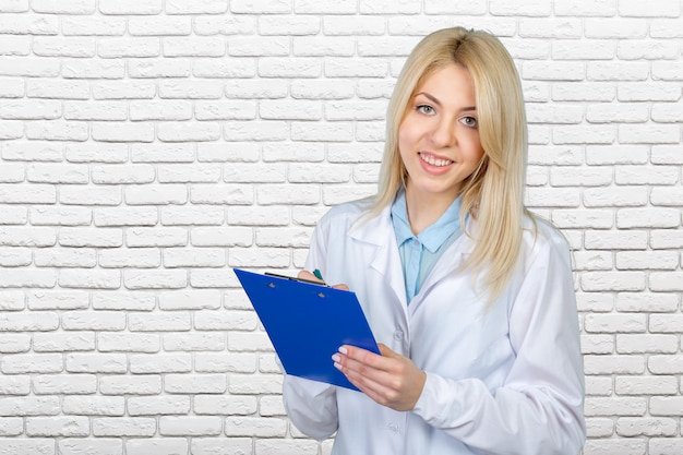 Foto mujer, doctor, posición