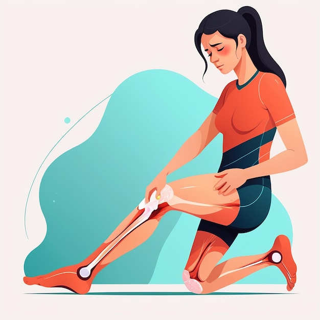 Mujer con dolor en el pie después de una lesión deportiva