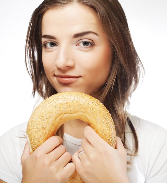 Mujer con donut